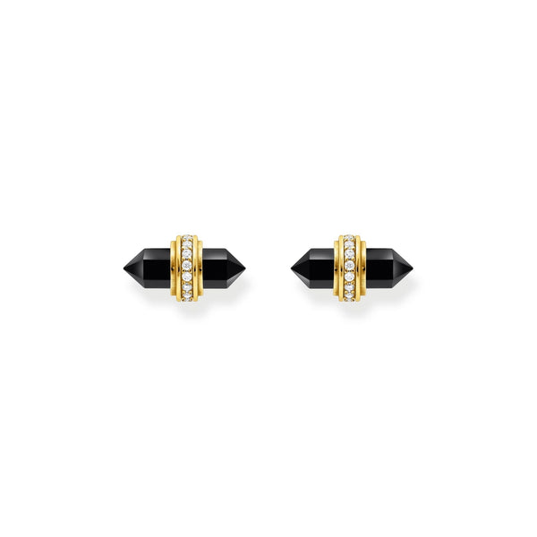 THOMAS SABO Crystal Ear Studs with Onyx Gold