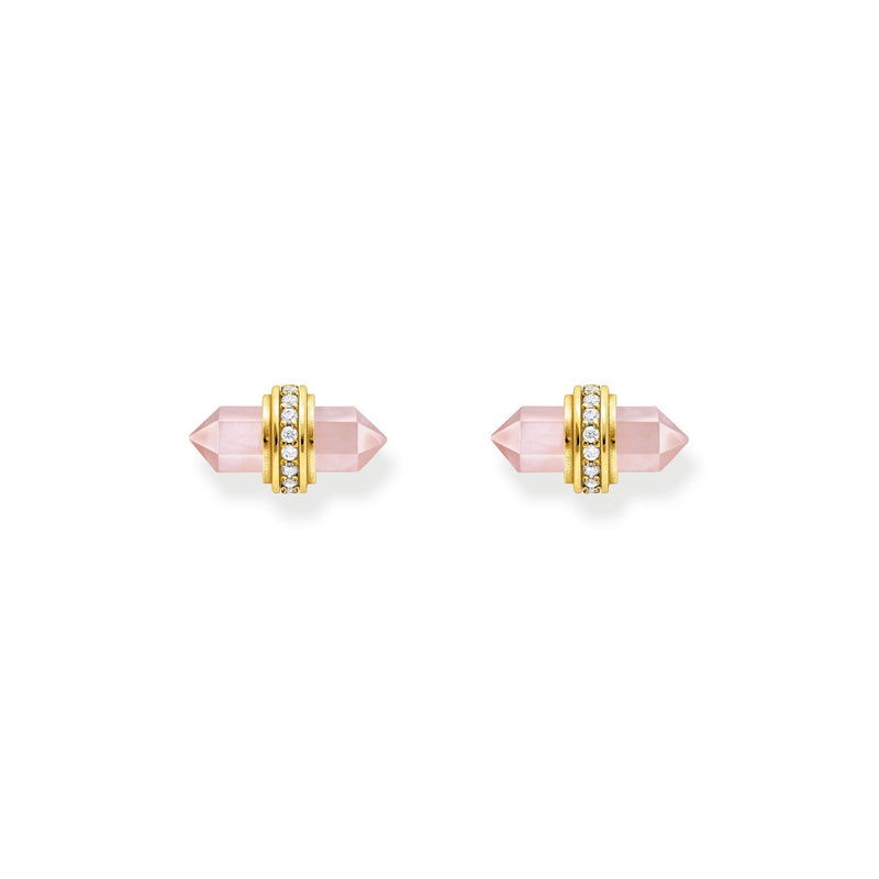 THOMAS SABO Crystal Ear Studs with Rose Quartz Gold