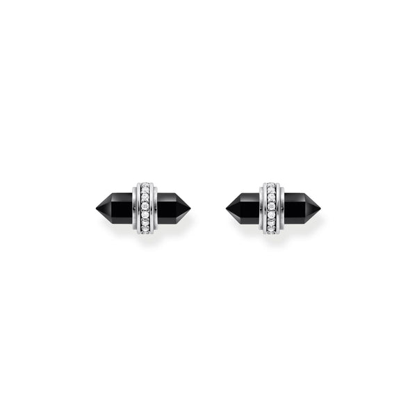 THOMAS SABO Crystal Ear Studs with Onyx Silver