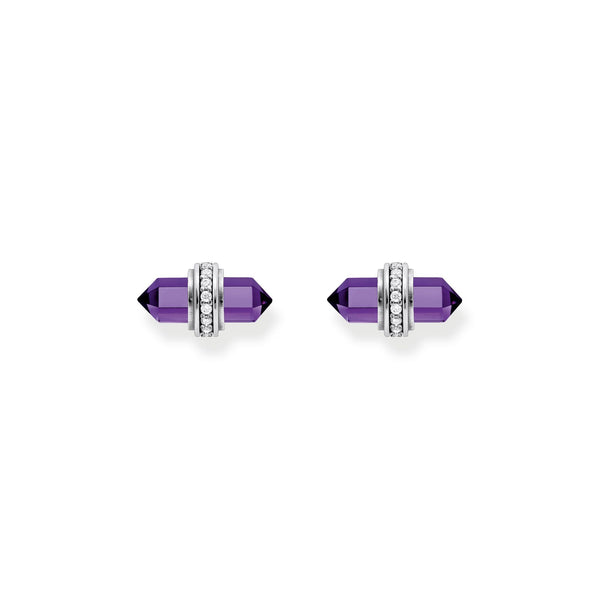 THOMAS SABO Crystal Stud Earrings with Imitation Amethyst Silver