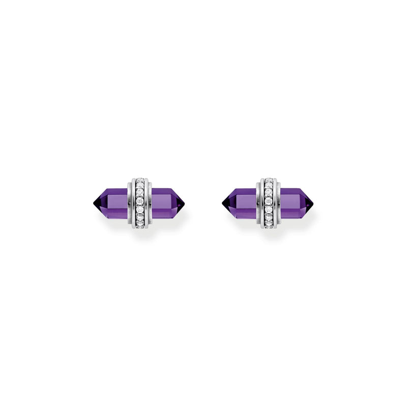 THOMAS SABO Crystal Stud Earrings with Imitation Amethyst Silver