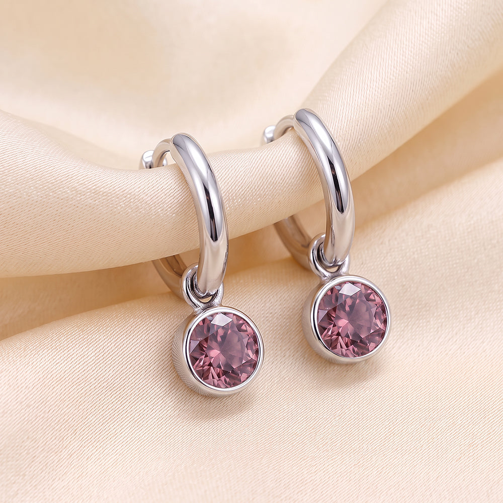 S/S Huggies with Alexandrite Crystal Birthstone Drop HUG3550/6