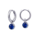 S/S Huggies with Sapphire Glass Birthstone Drop HUG3550/9