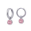 S/S Huggies with Pink Cz Birthstone Drop HUG3550/10