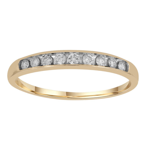 Band Ring with 0.2ct Diamonds in 9K Yellow Gold