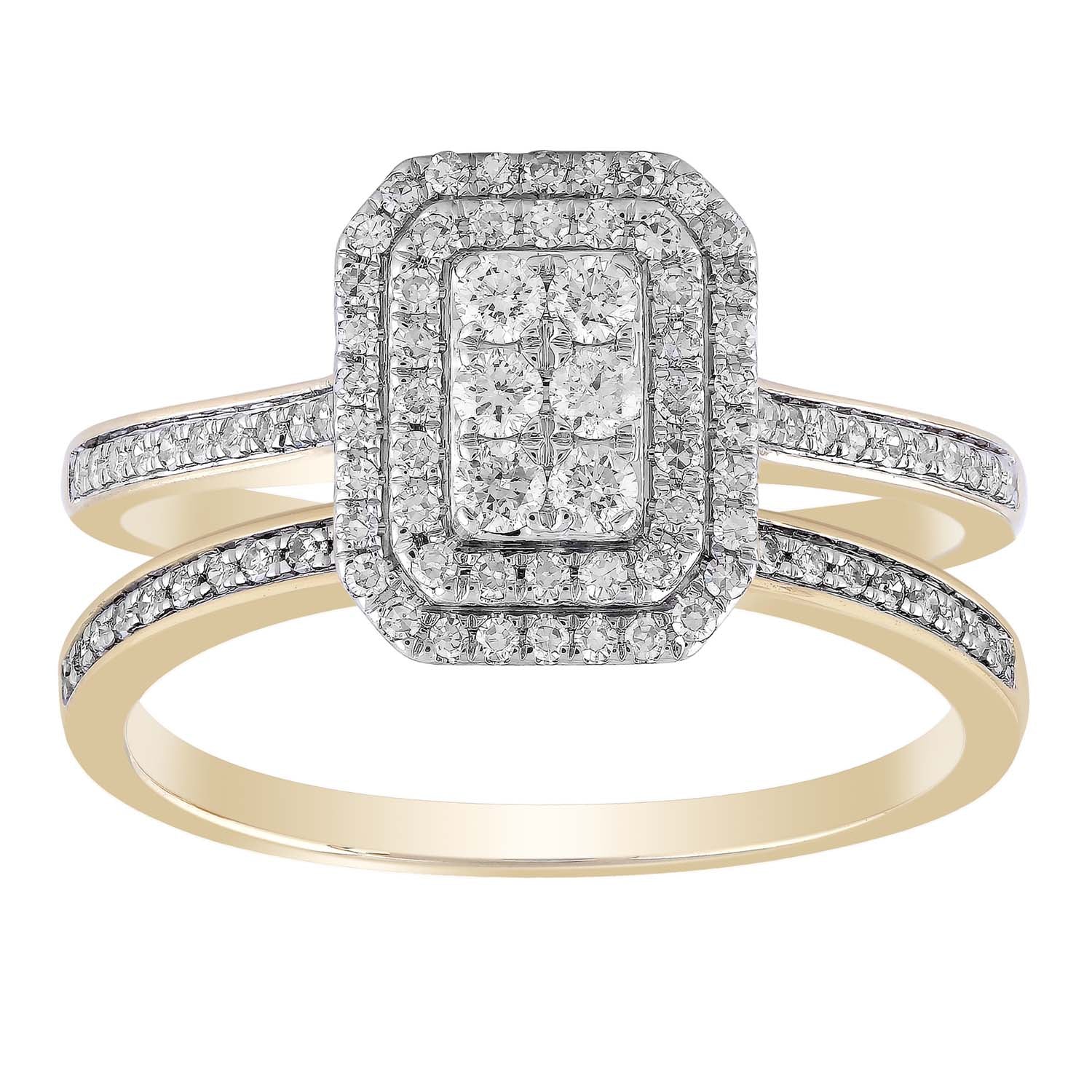 Cluster Ring Set with 0.5ct Diamond in 9K Yellow Gold