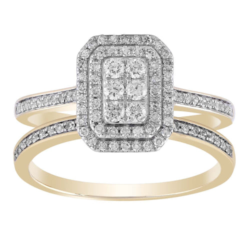 Cluster Ring Set with 0.5ct Diamond in 9K Yellow Gold