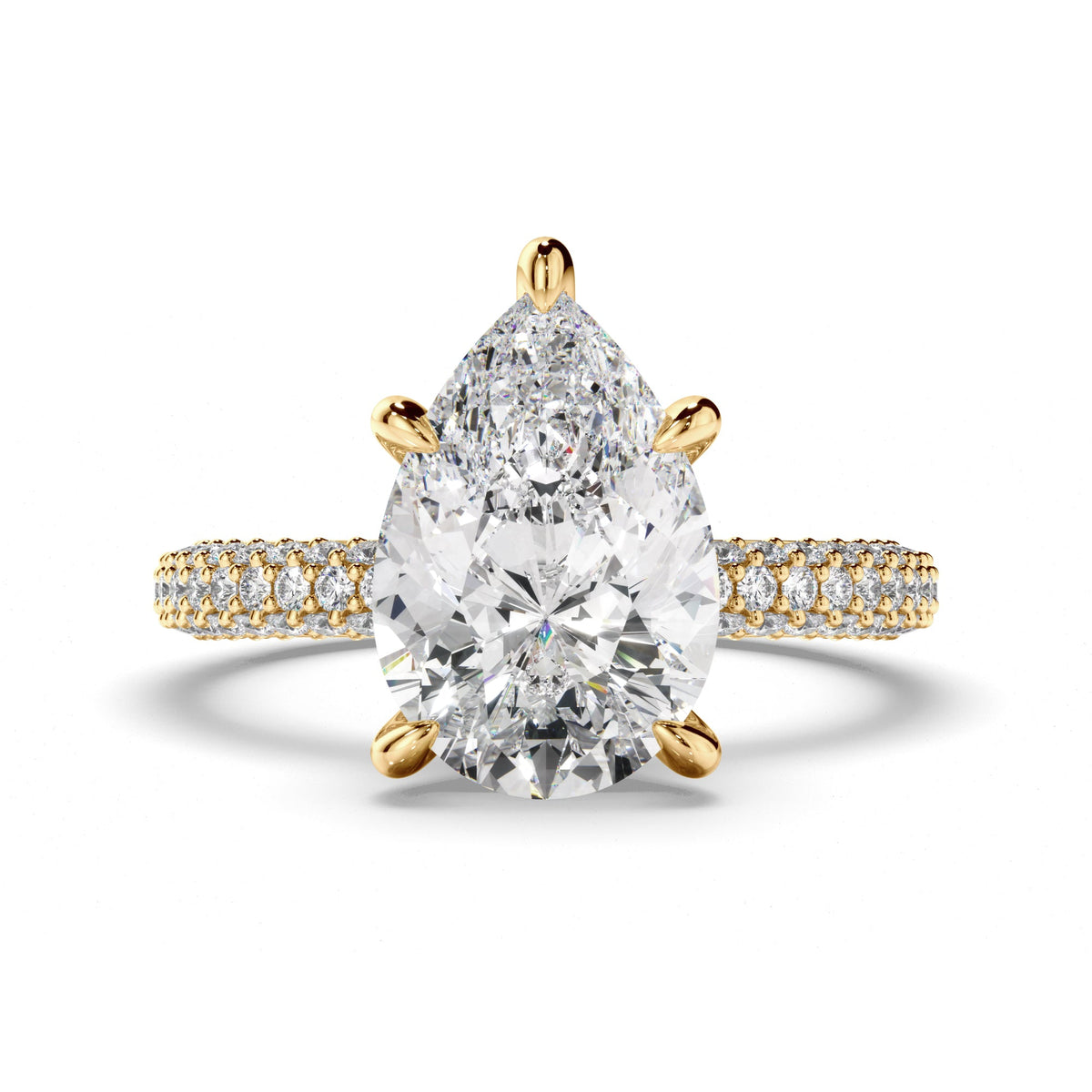 Pear Cut Diamond Engagement Ring with Diamond Sides