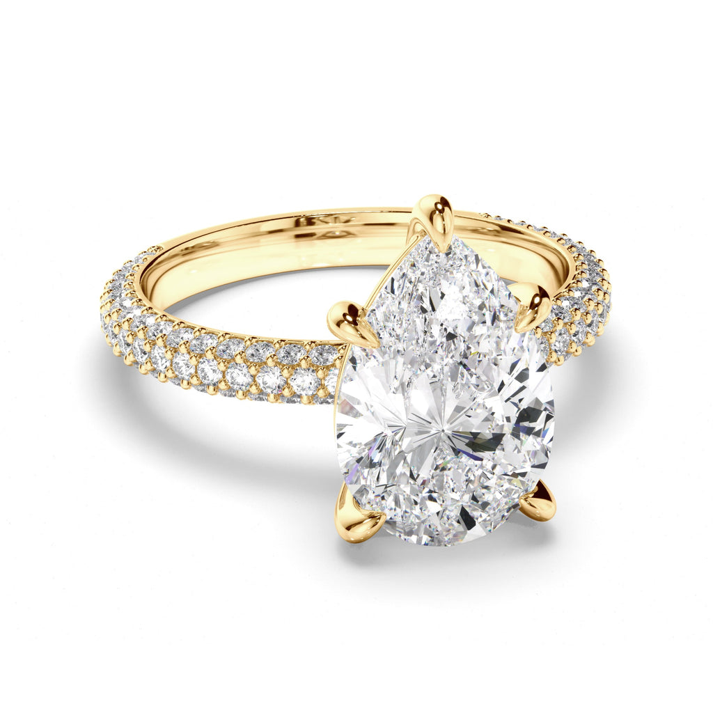 Pear Cut Diamond Engagement Ring with Diamond Sides
