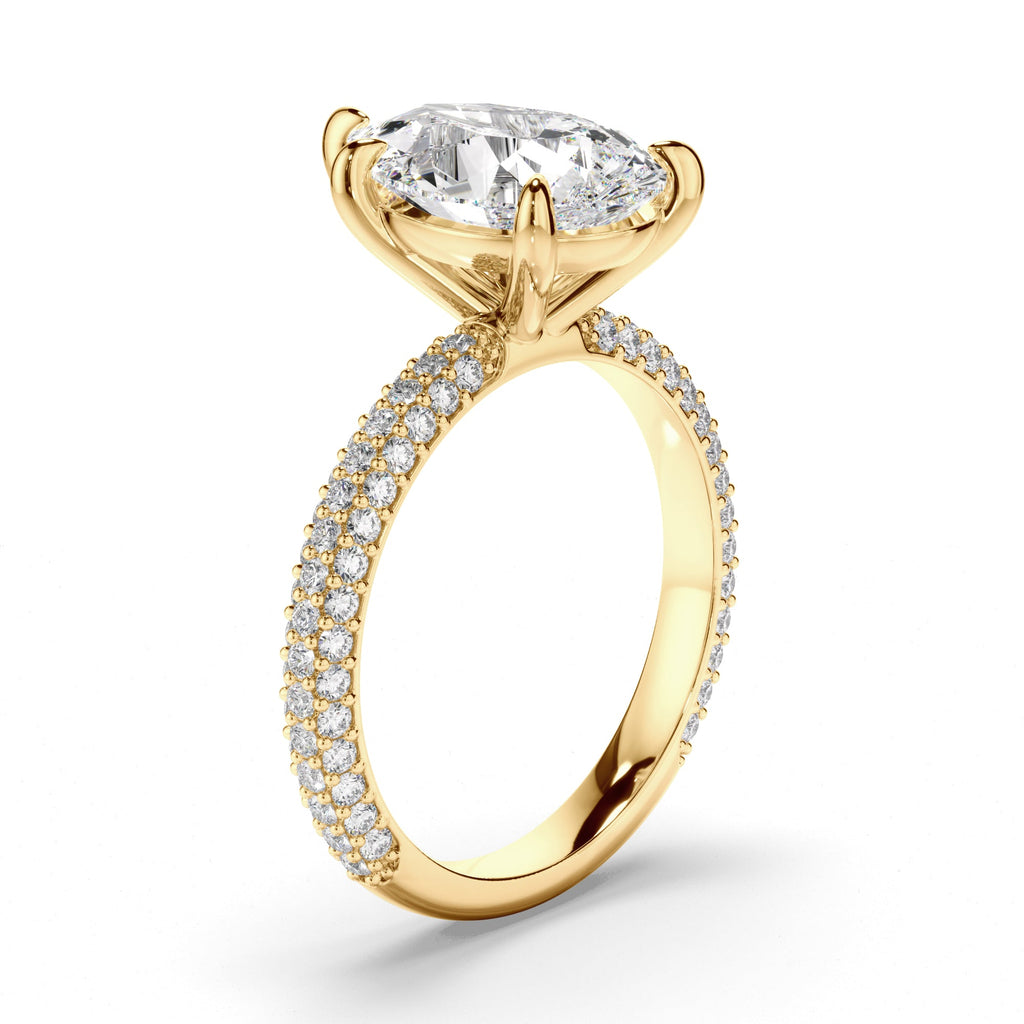 Pear Cut Diamond Engagement Ring with Diamond Sides