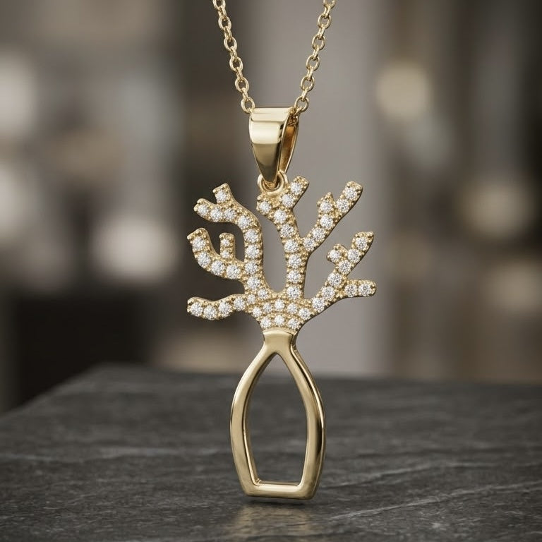 18ct Yellow Gold Boab Tree Diamond Pendant