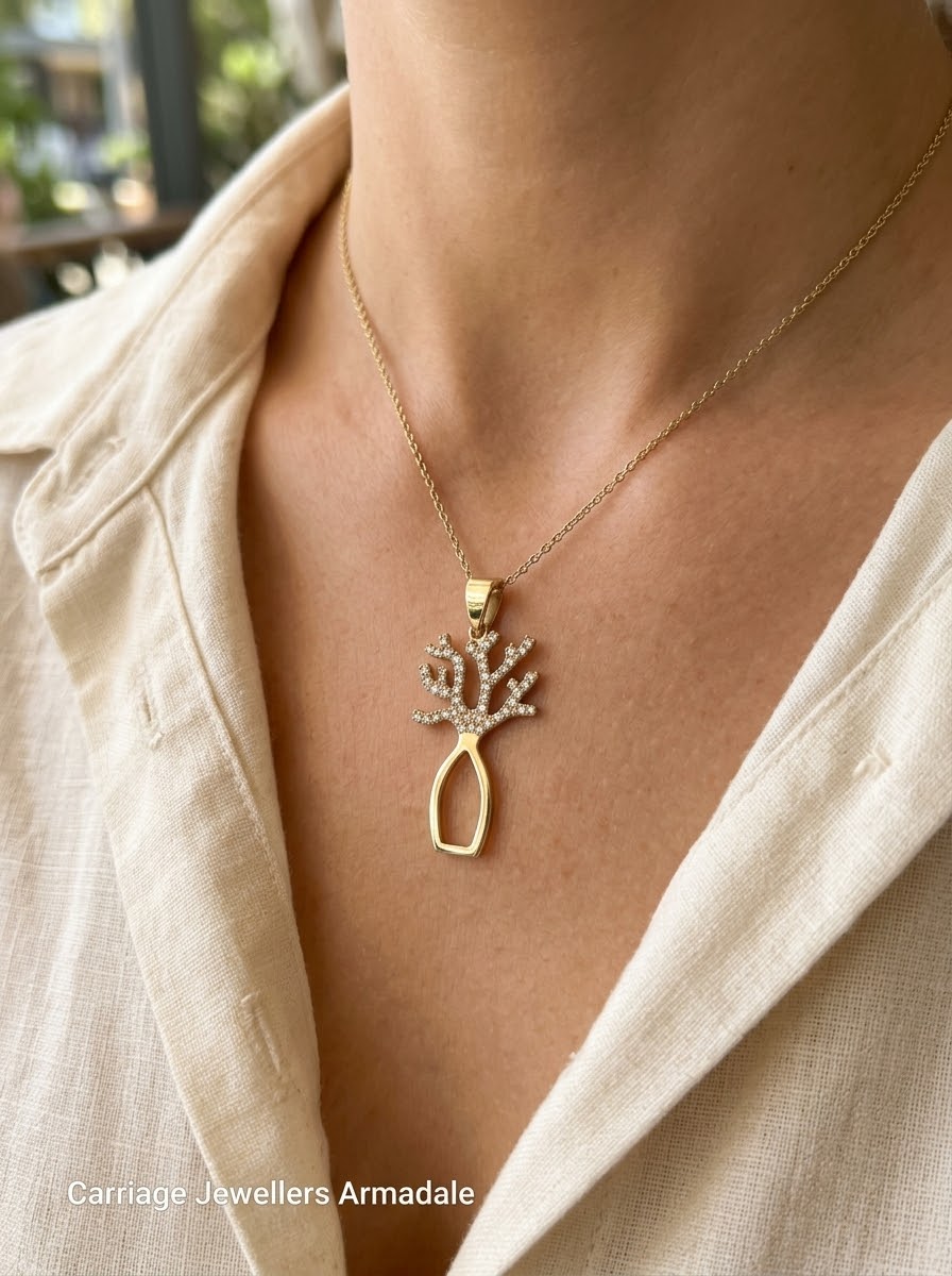 18ct Yellow Gold Boab Tree Diamond Pendant