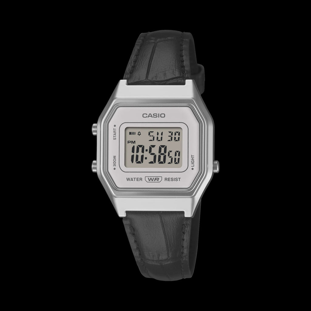 Casio Digital, White Face, Black Leather Band LA680WEL-1D