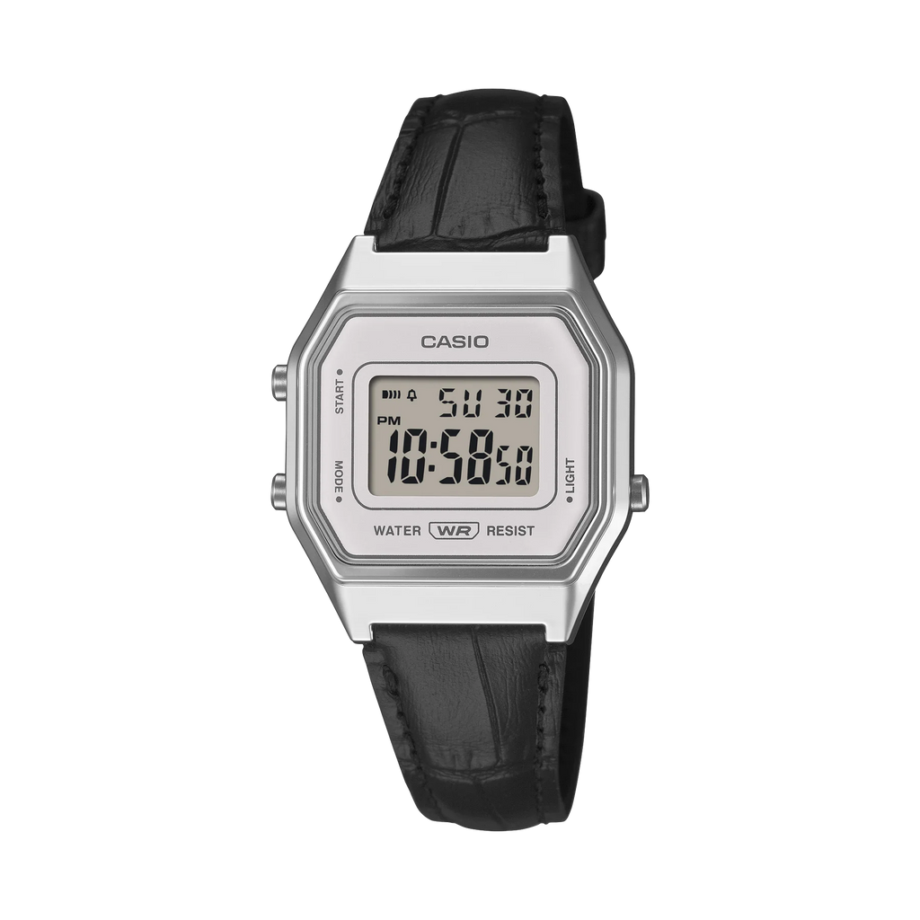 Casio Digital, White Face, Black Leather Band LA680WEL-1D