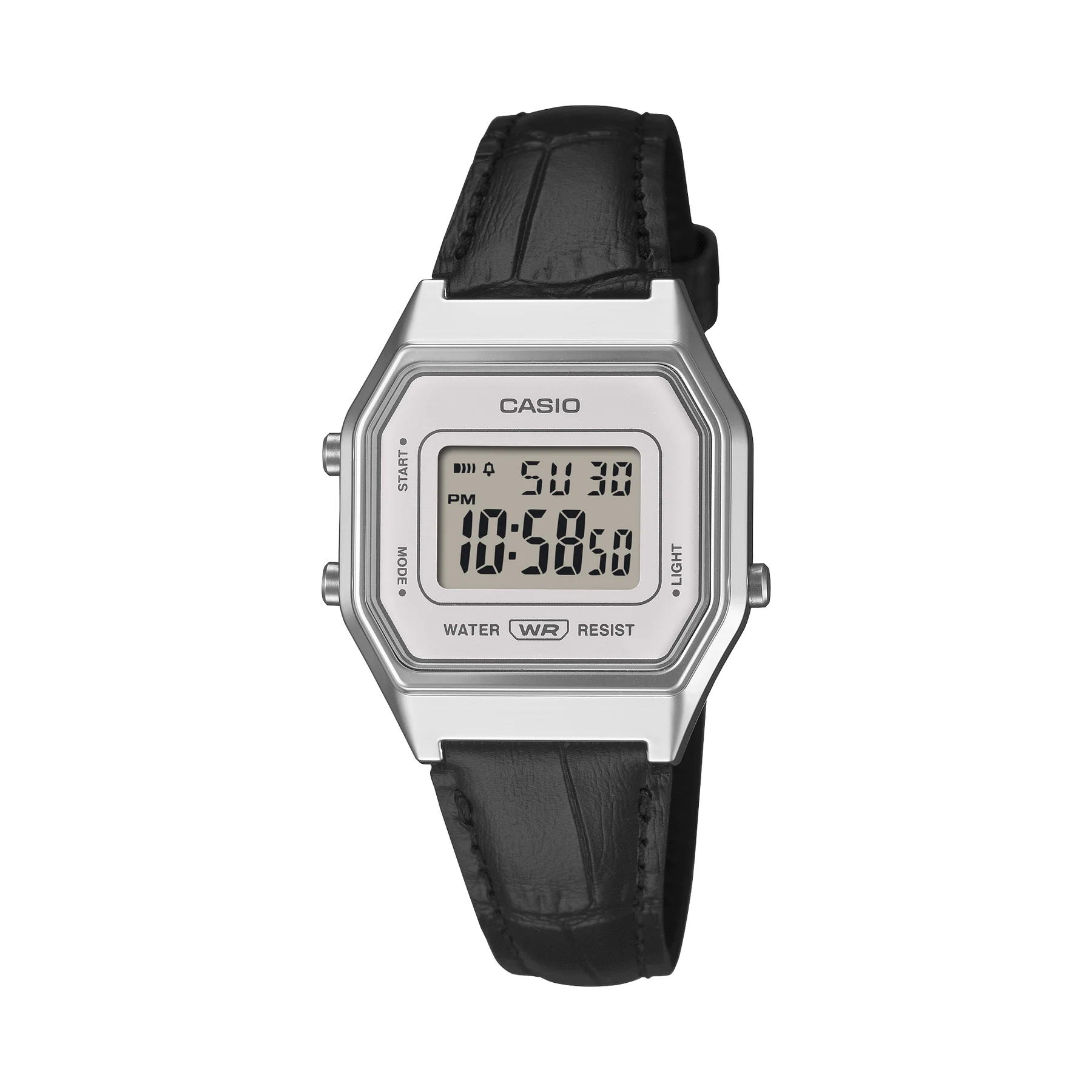 Casio Digital, White Face, Black Leather Band LA680WEL-1D