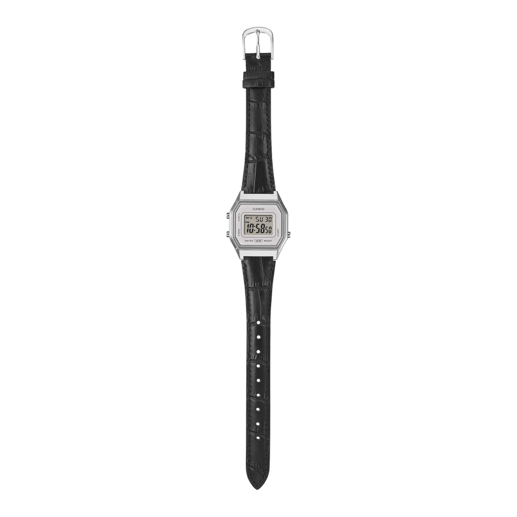 Casio Digital, White Face, Black Leather Band LA680WEL-1D