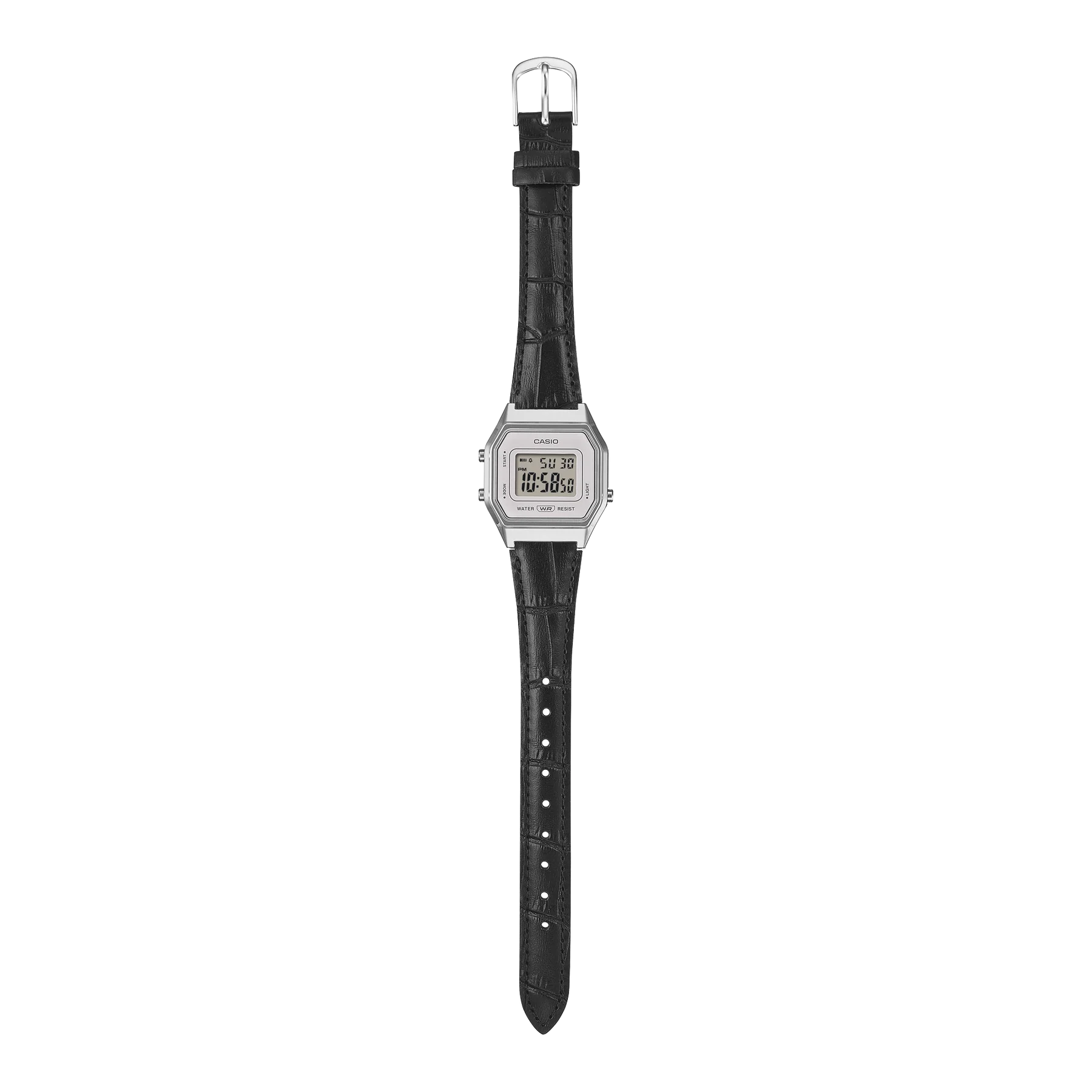 Casio Digital, White Face, Black Leather Band LA680WEL-1D