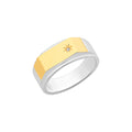 9ct Gold & Sterling Silver Gents Ring With Diamond M3009