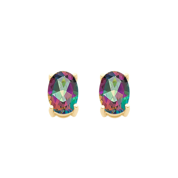 9ct Gold Mystic Topaz Stud Earrings