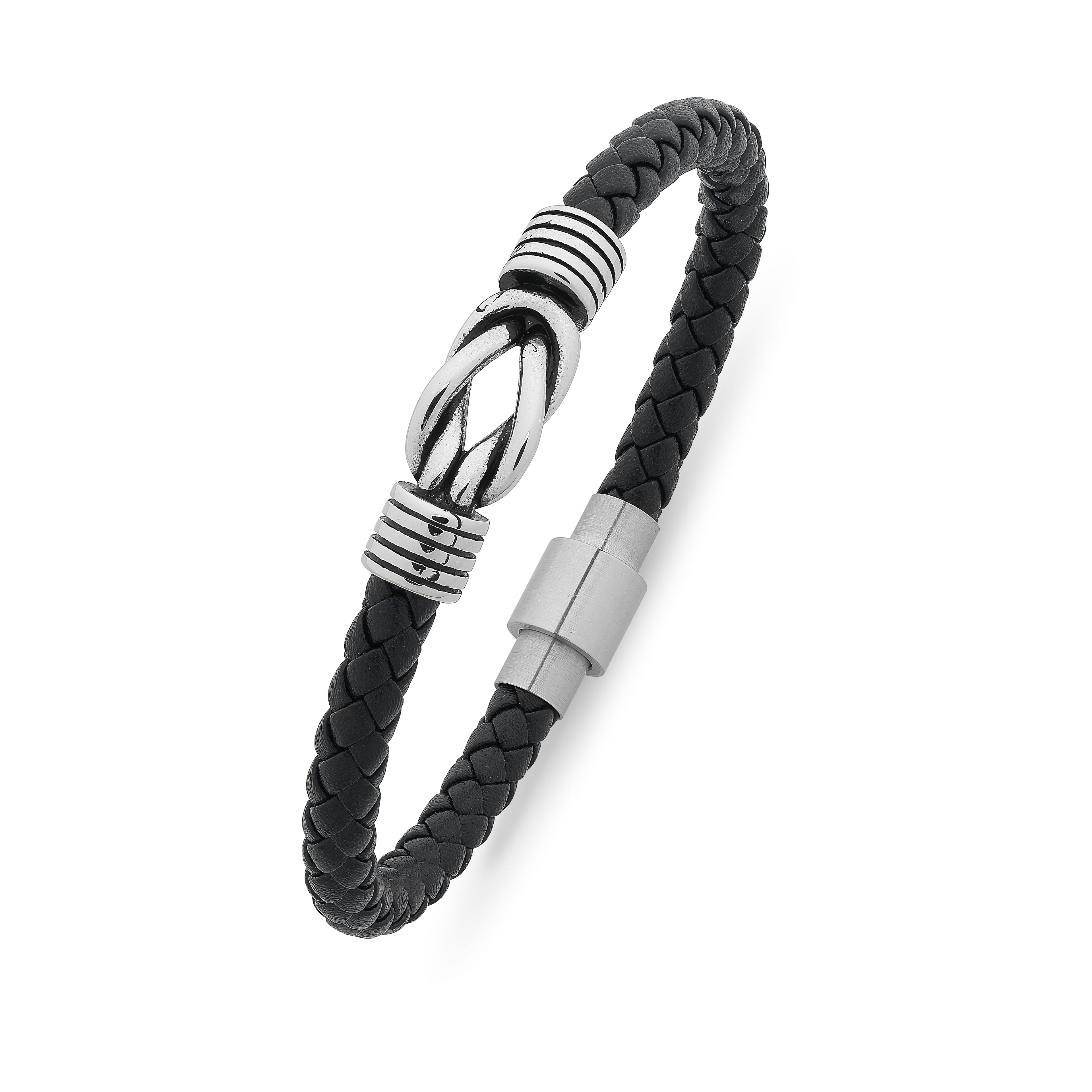 Stainless steel leather bracelet M3043