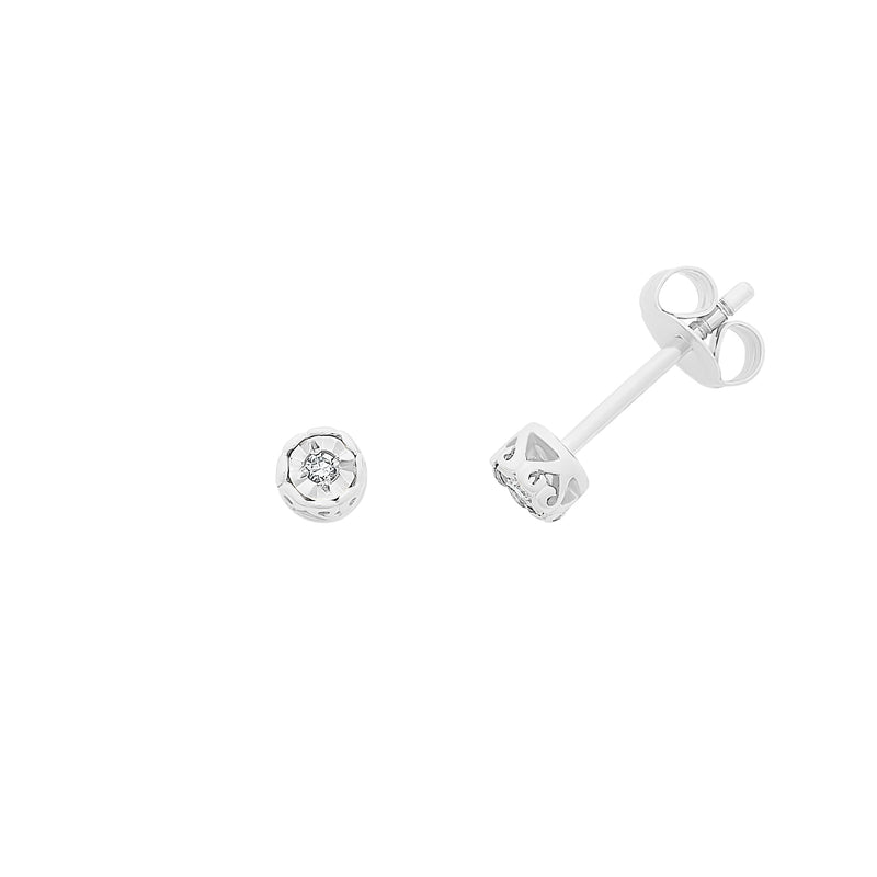 9ct White Gold Diamond Stud Earrings