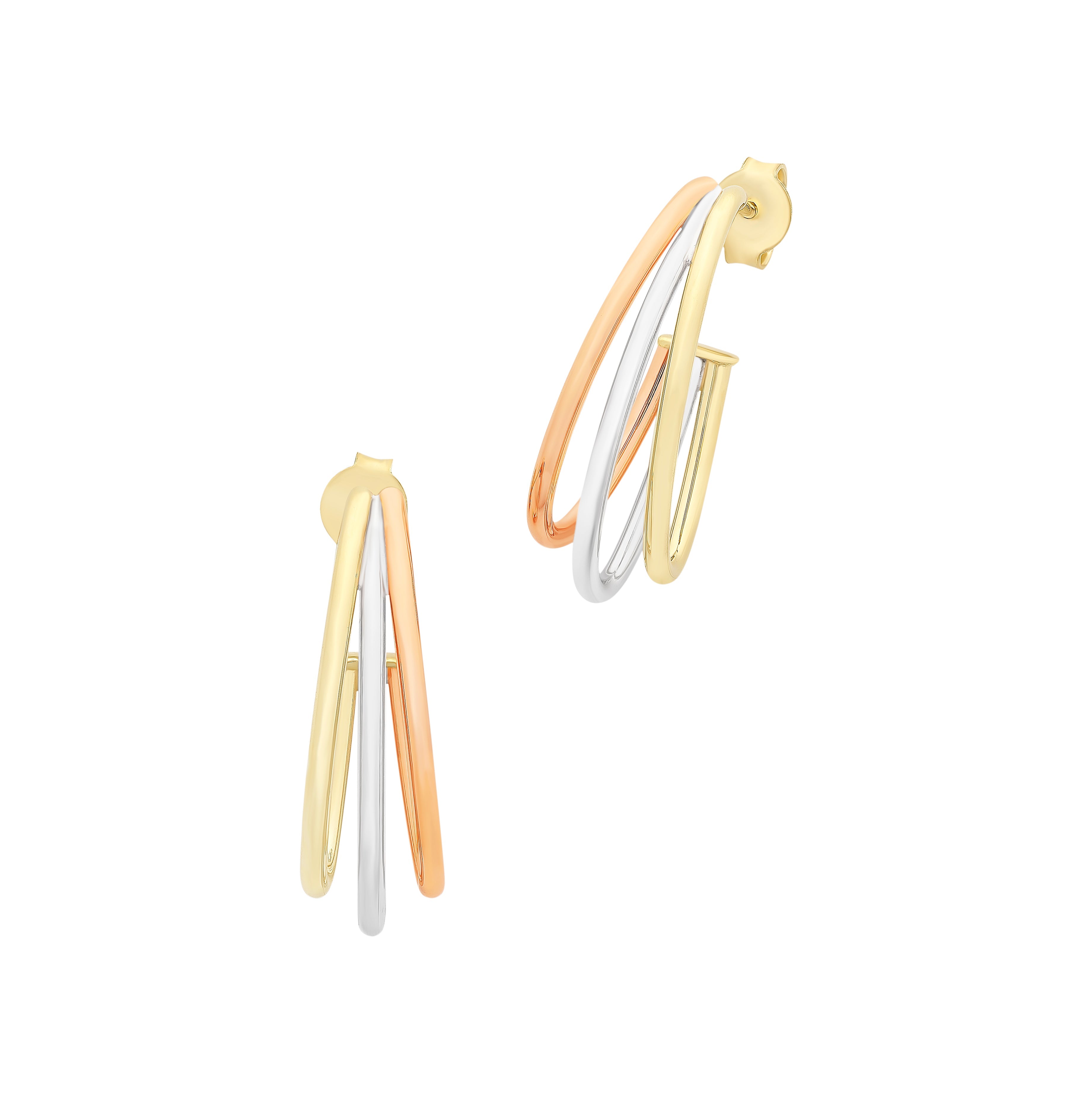 9ct Gold Tri Tone Silver Filled Hoop Stud Earrings M3062