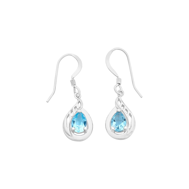 Sterling Silver Blue Topaz Drop Earrings