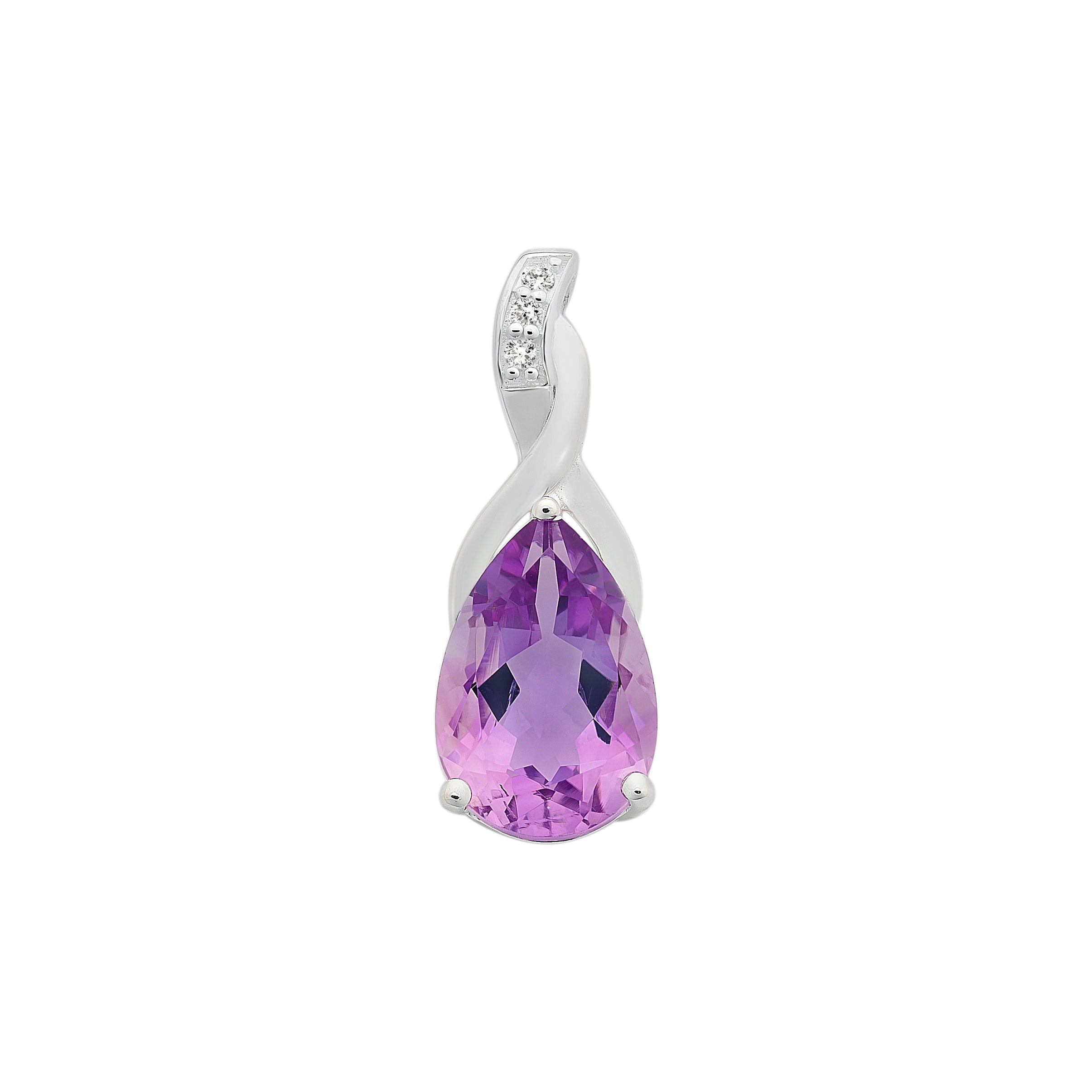 Sterling Silver Amethyst & Cubic Zirconia Pendant M3087