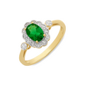 9ct gold created emerald & diamond ring M3097