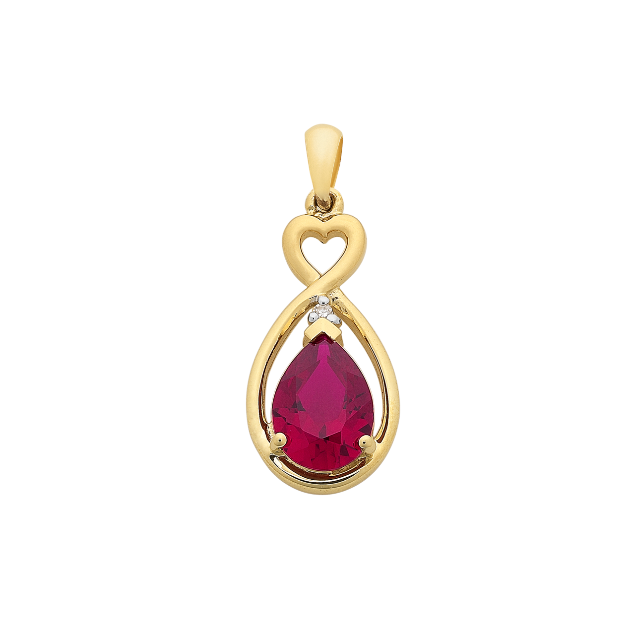 9ct gold created ruby & diamond pendant M3101