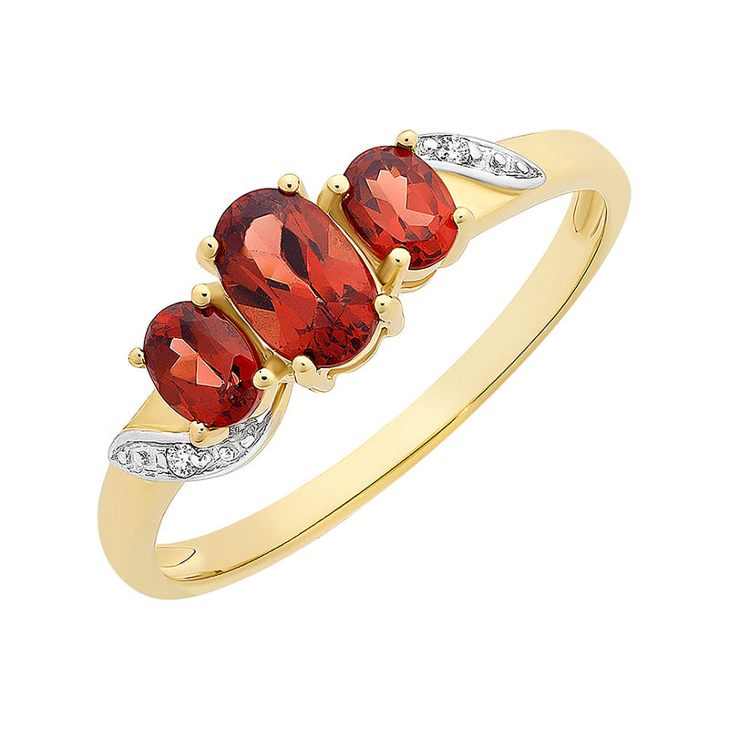 9ct Gold Garnet & Diamond Ring