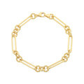 9ct Gold Silver Filled Paperclip And Circle Link 19cm Bracelet M3162