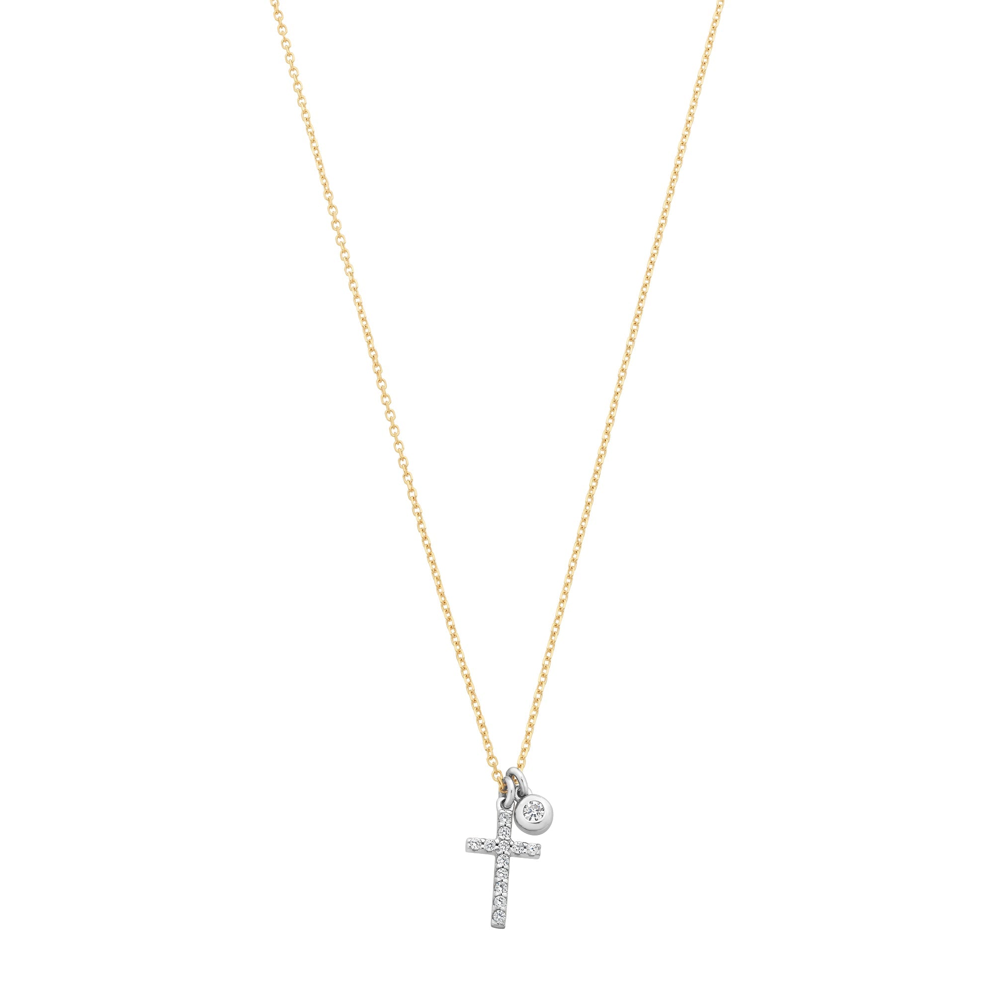 9ct wg cz pend & 9ct yg chain M3165