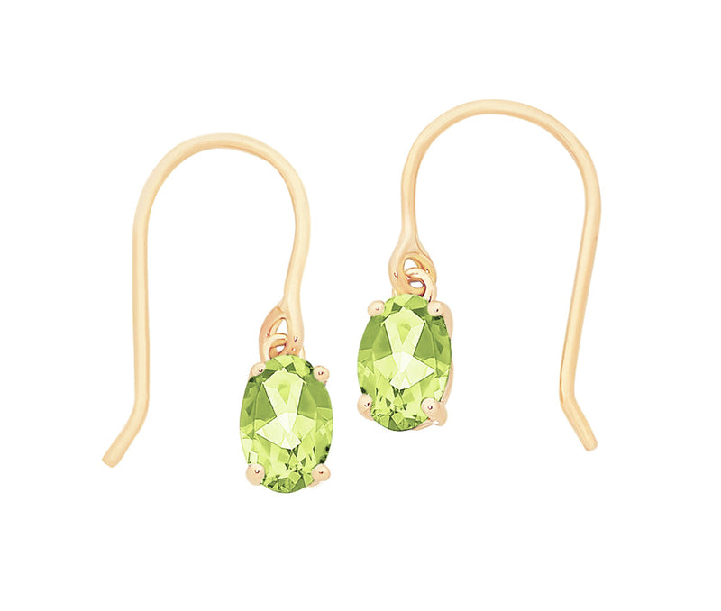 9ct Gold Peridot Drop Earrings