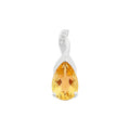 Sterling Silver Pendant Set With Citrine & Cubic Zirconia With Chain M3173