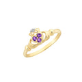 9ct Gold Amethyst & Diamond 'Claddagh' Ring M3188