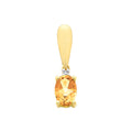 9ct Gold Citrine & Diamond Pendant M3195