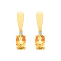 9ct Gold Citrine & Diamond Earrings M3196