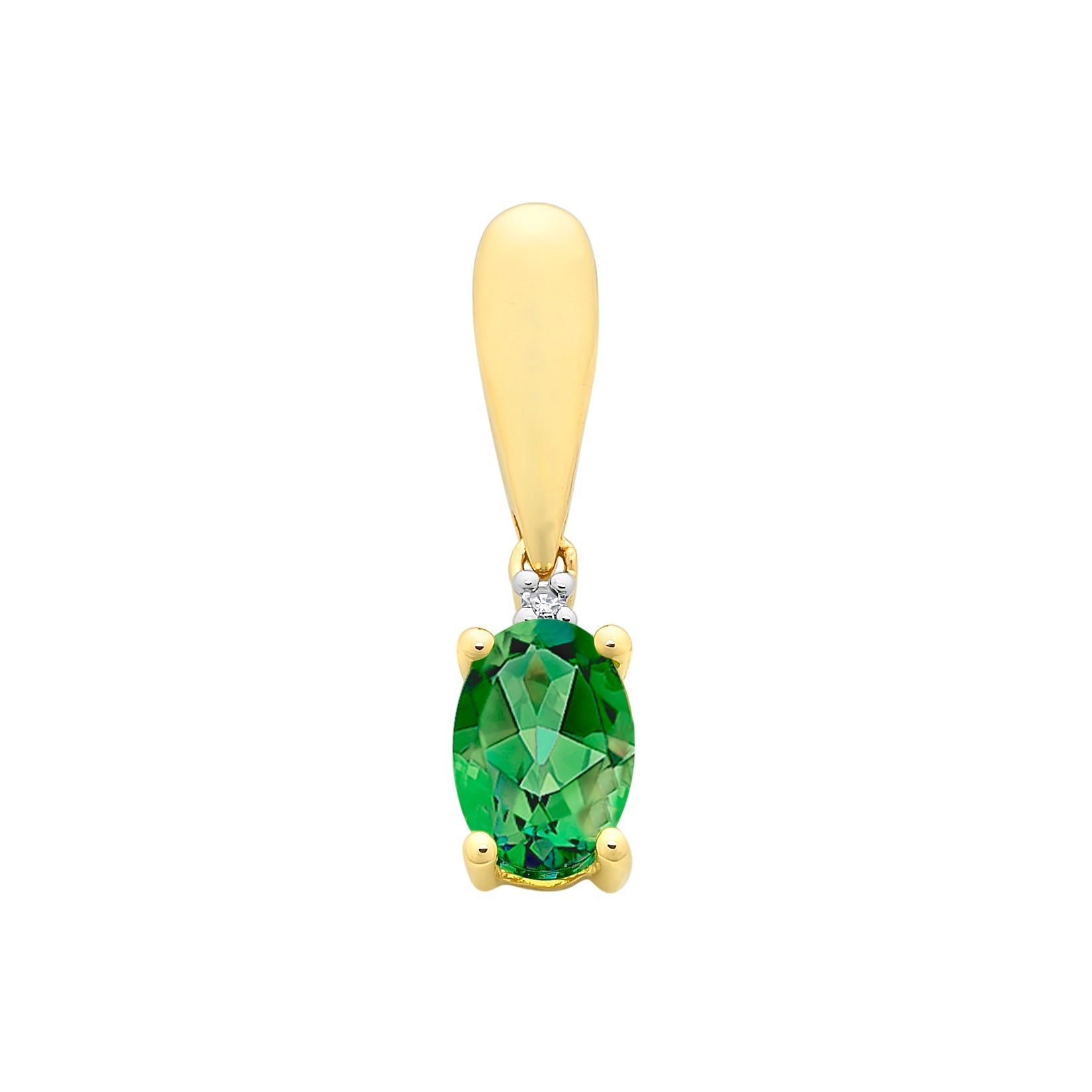 9ct yg diam & cr em pendant M3197
