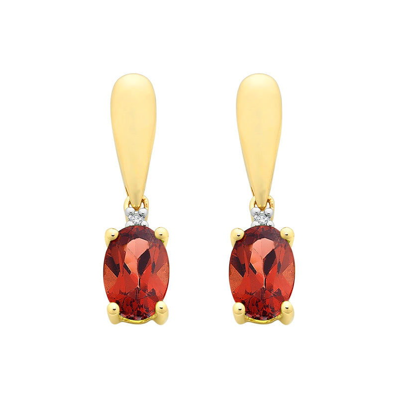 9ct Gold Garnet & Diamond Earrings