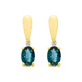 9ct Gold London Blue Topaz & Diamond Earrings M3202