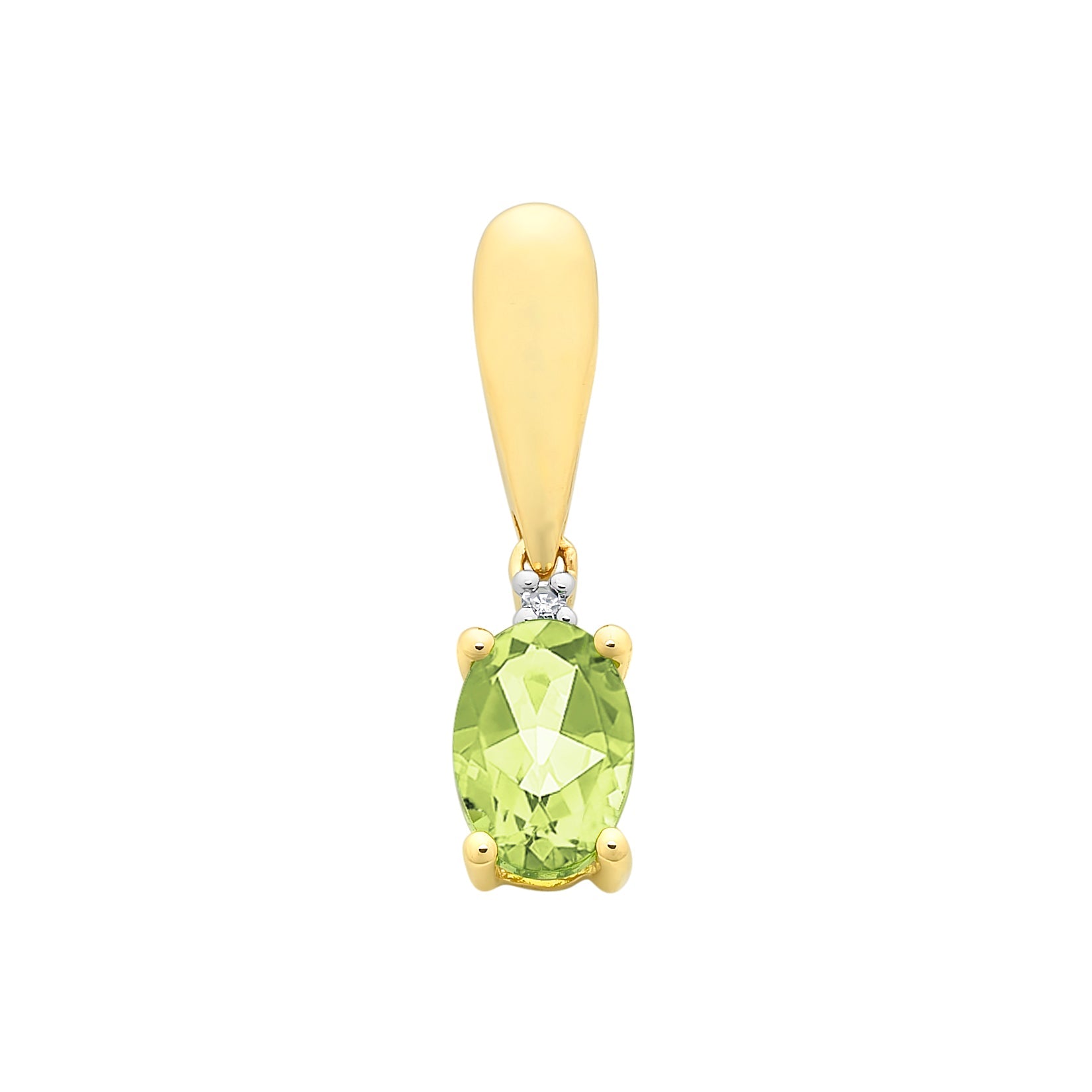 9ct Gold Peridot & Diamond Pendant M3205