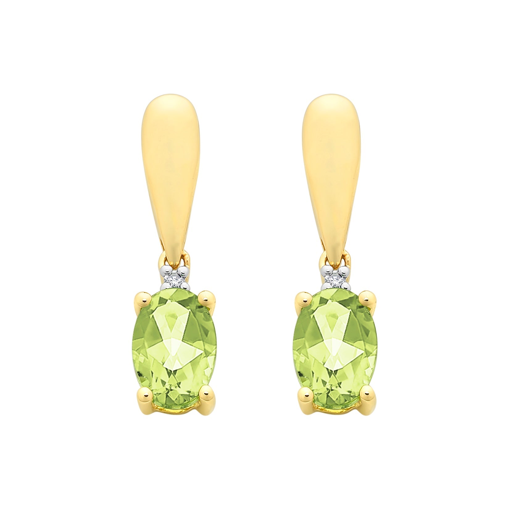 9ct Gold Peridot & Diamond Earrings M3206
