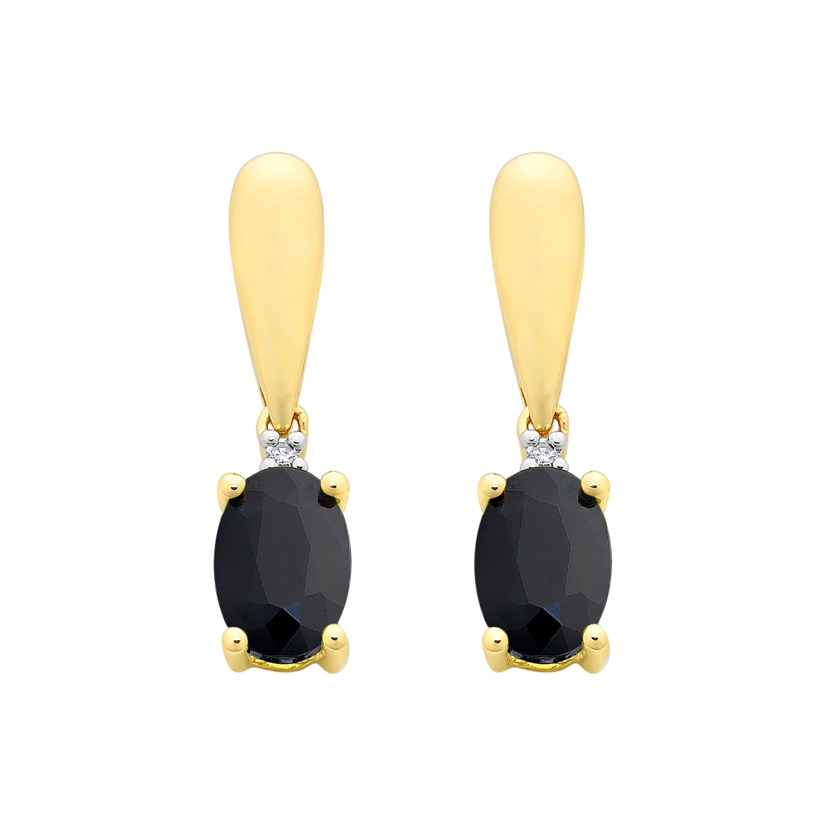 9ct Gold Natural Sapphire & Diamond Earrings M3208