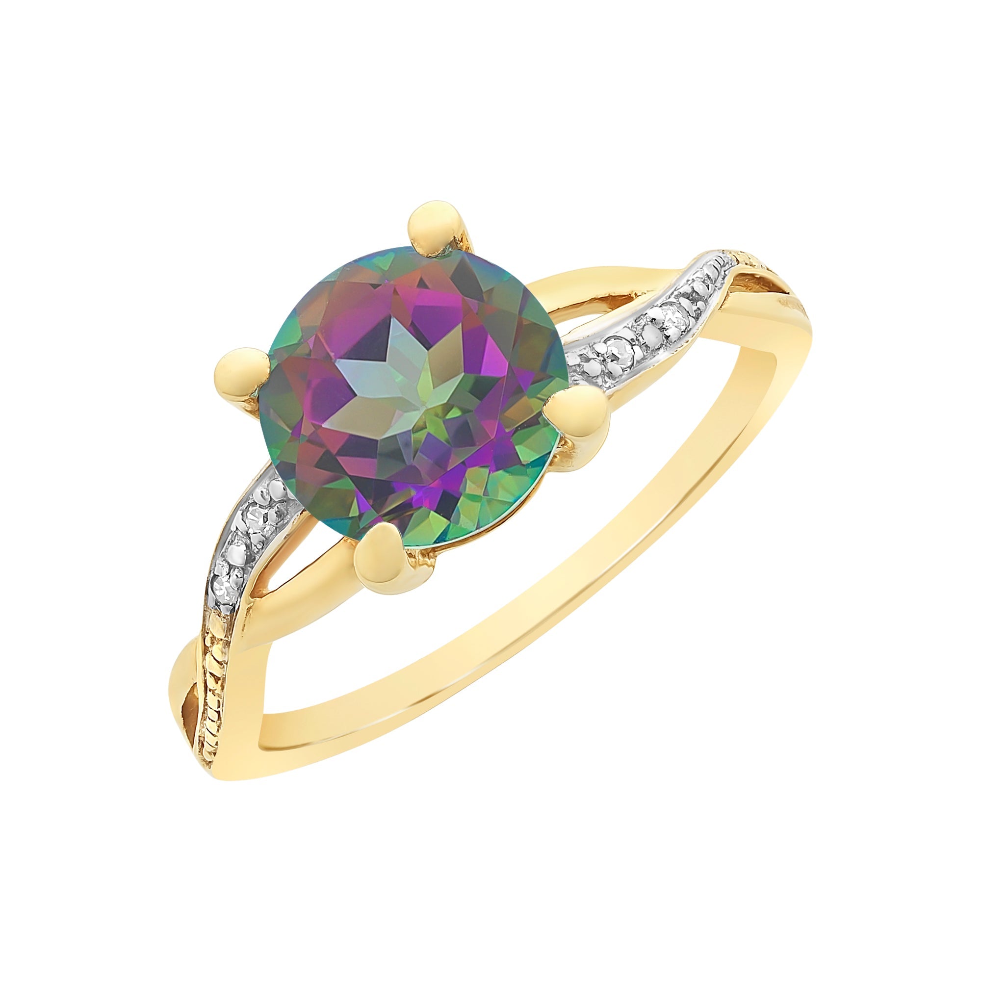 9ct Gold Mystic Topaz And Diamond Ring M3217