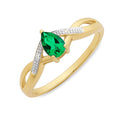 9ct Gold Created Emerald & Diamond Ring M3223