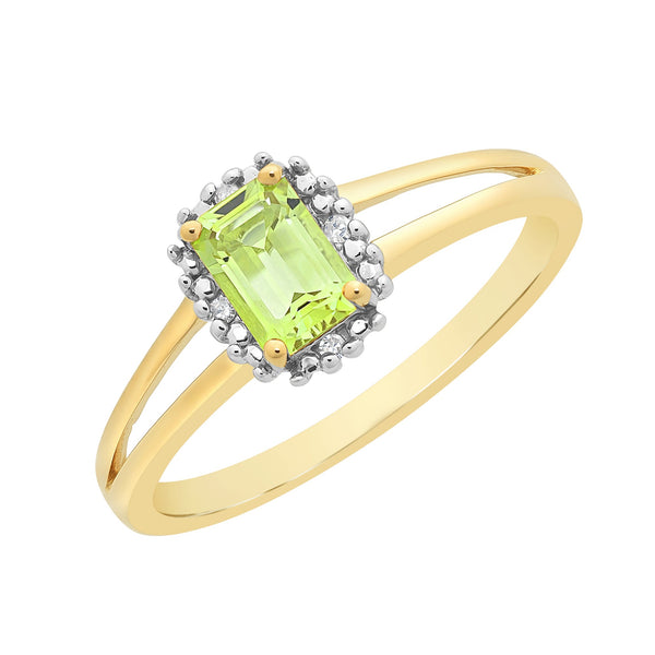 9ct Gold Peridot & Diamond Ring