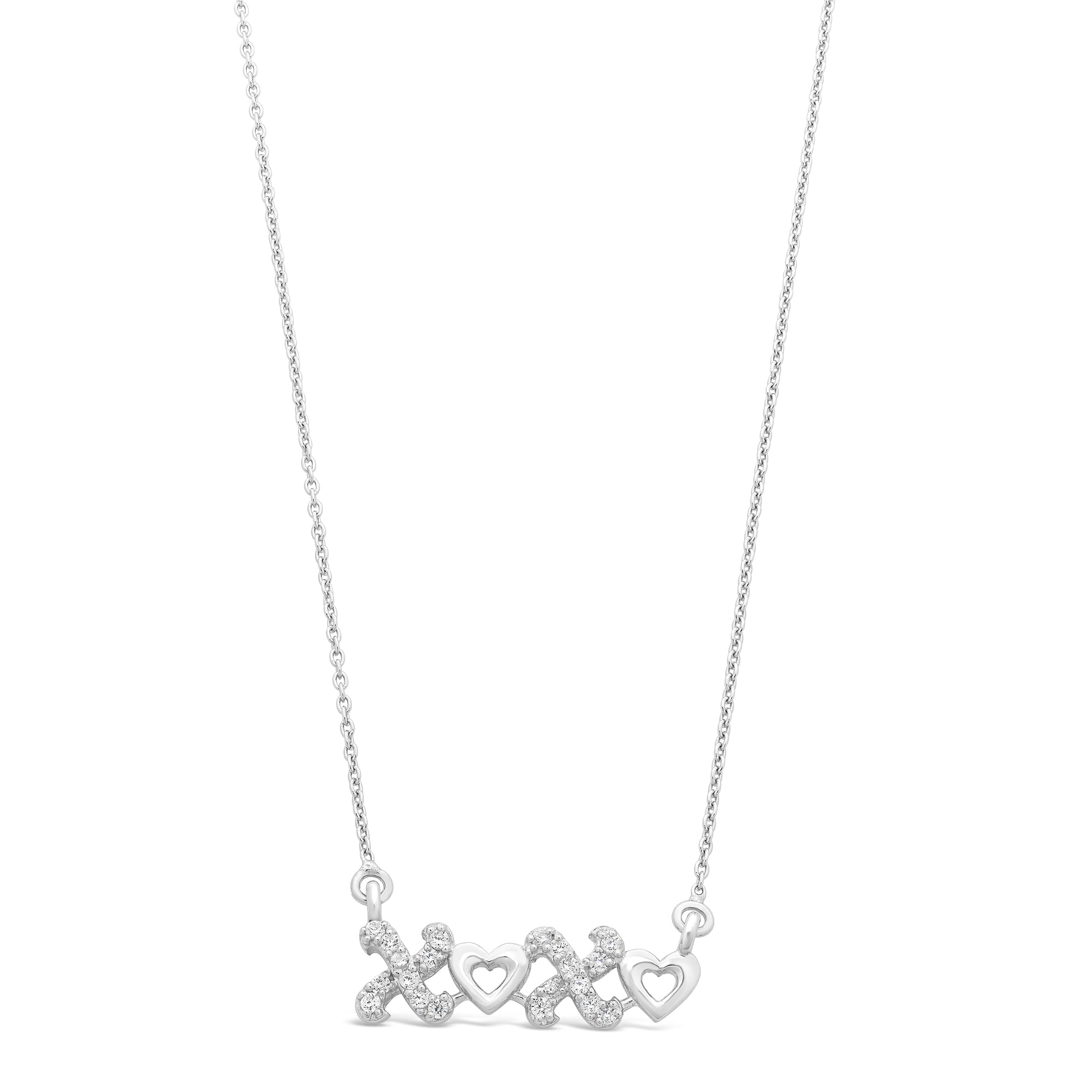 Sterling Silver Cubic Zirconia 'Xoxo' Necklace M3237