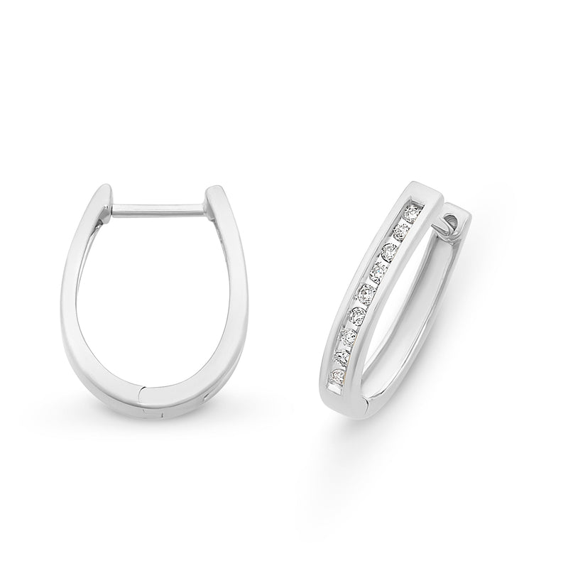 9ct White Gold Diamond Huggies