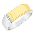 9ct Gold & Sterling Silver Gents Ring With Diamond M3264